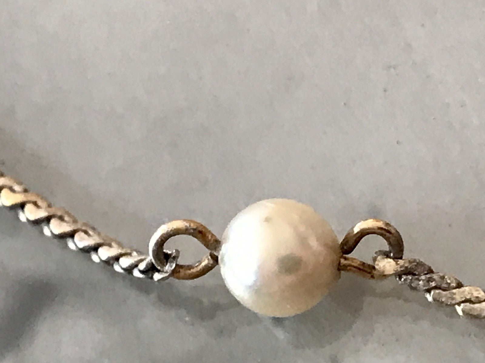 Antik lange Halskette 925 Silber vergoldet Collier Kette Perlen Zuchtperlen