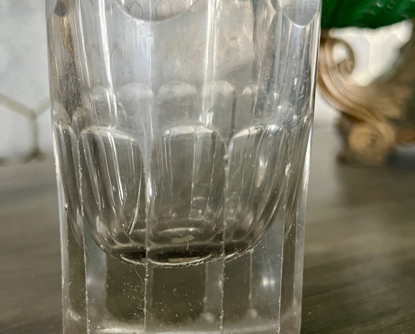 Antik ~1870 2 hohe Becher Gläser Glas Schälschliff  Oliven Eichstrich Dubben?