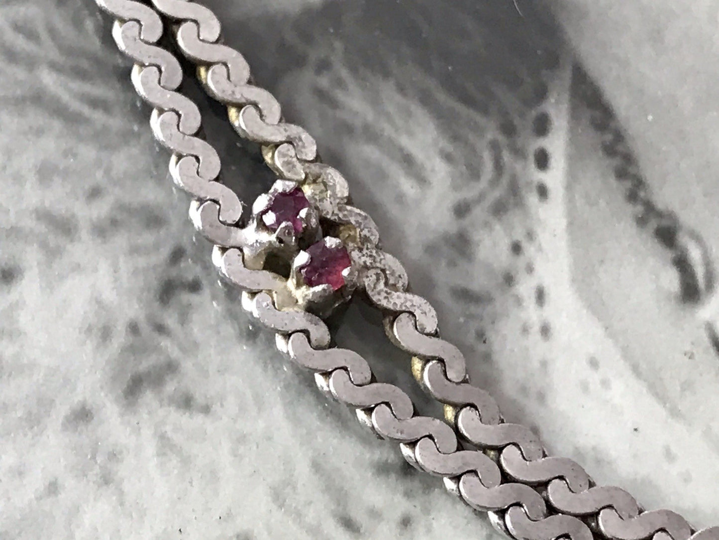 Antik? Edel 835 Silber Collier rhodiniert? Halskette rote Steine Halskette