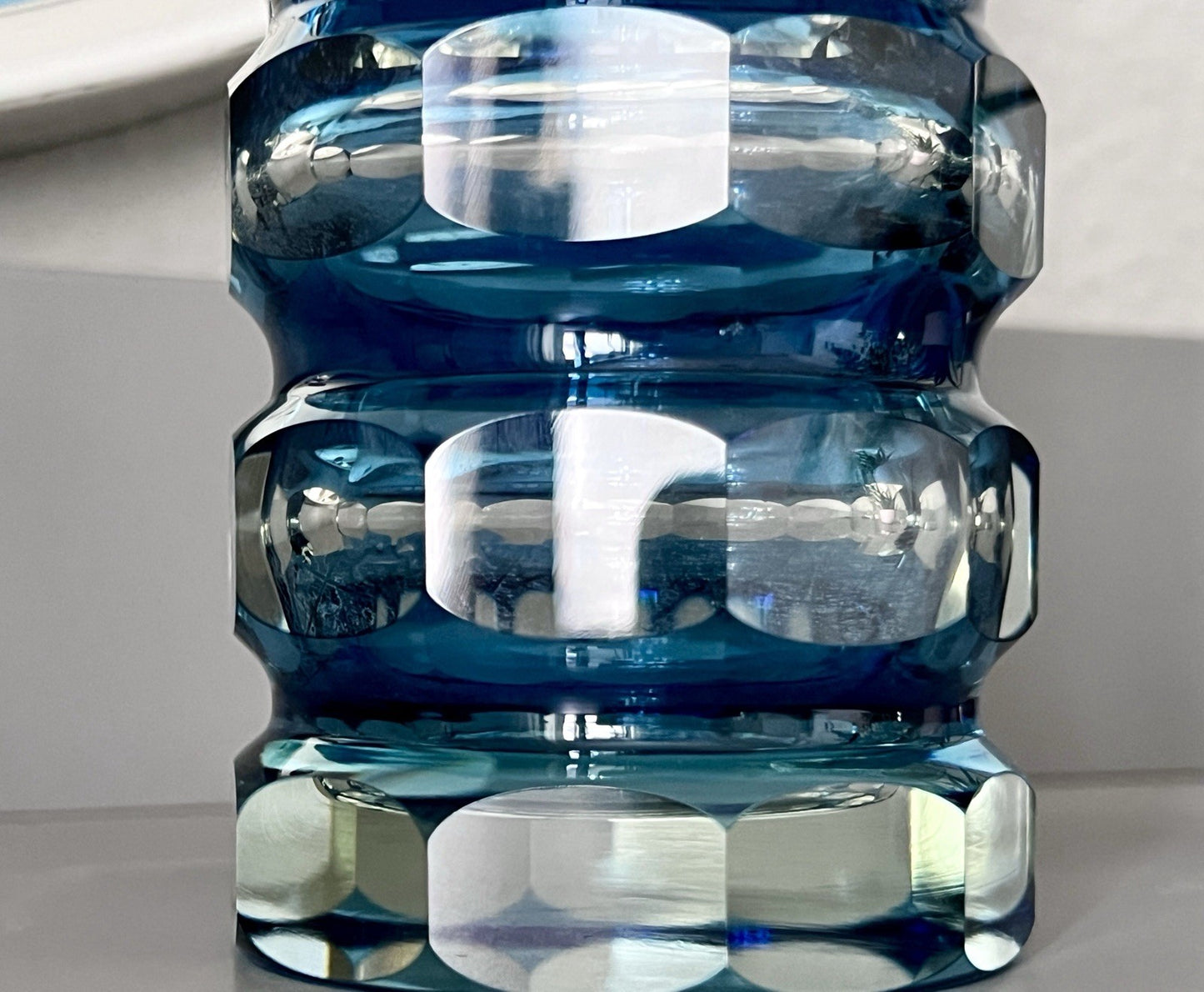 Antik? Art Déco Vase Glasvase Vase Glas Kristallglas Entwurf Meltzer Haida blau