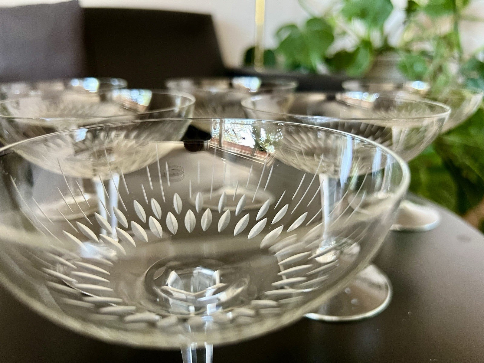 Vintage 60er  4 Champagnerschalen Sektschalen Kristallglas