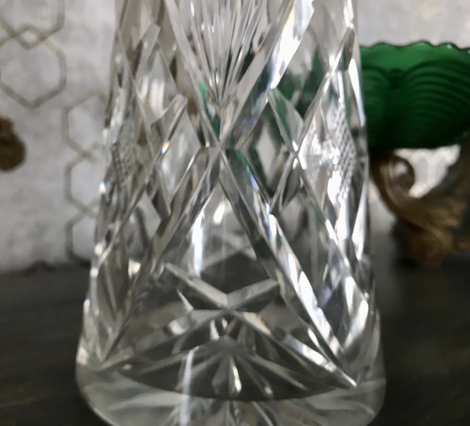 Alt Vintage Vase Glasvase Kristallglas Bleikristall geschliffen in Art Déco Stil