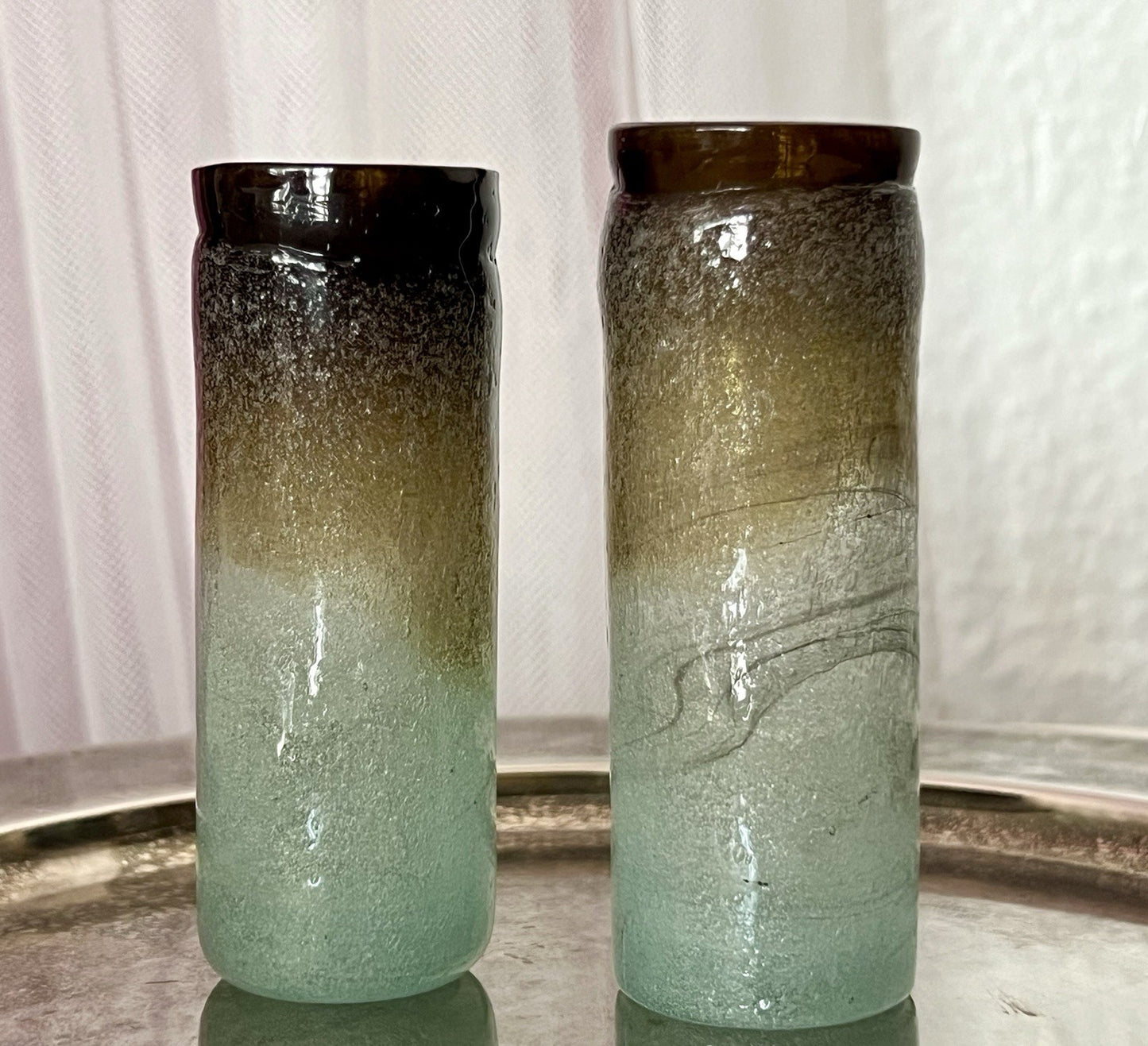 Antik 2 Schnaps Becher Glasvasen Glas Murano Pulegoso Napoleone Martinuzzi