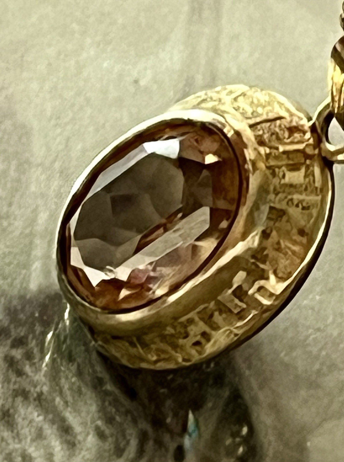 Vintage Halskette mit Änhänger Amerik. Doublè gold Rauchquarz? Sehr SCHÖN K&L