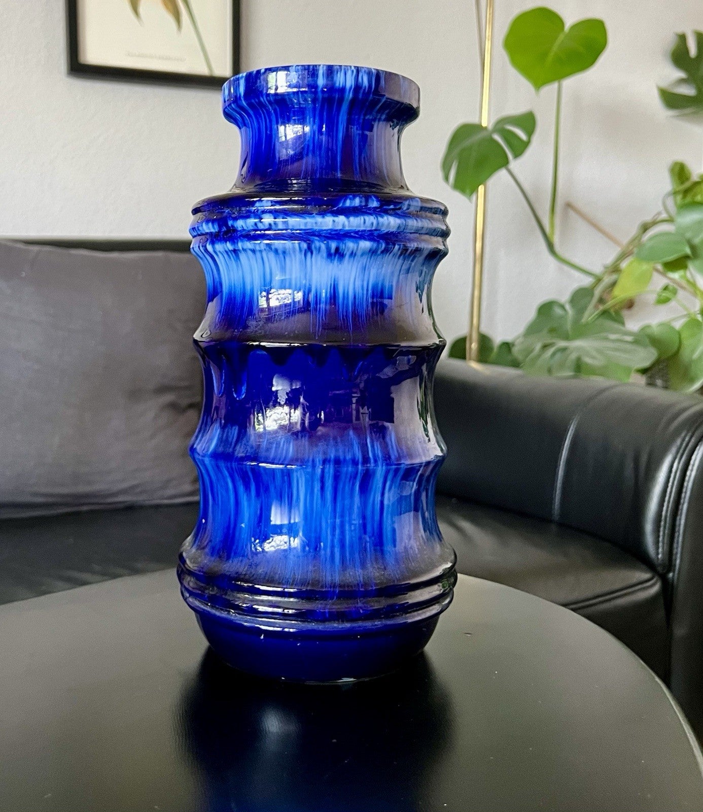 Vintage 60’s Vase Mid Century Keramik Scheurich Pagode 226 Fat Lava kobaltblau