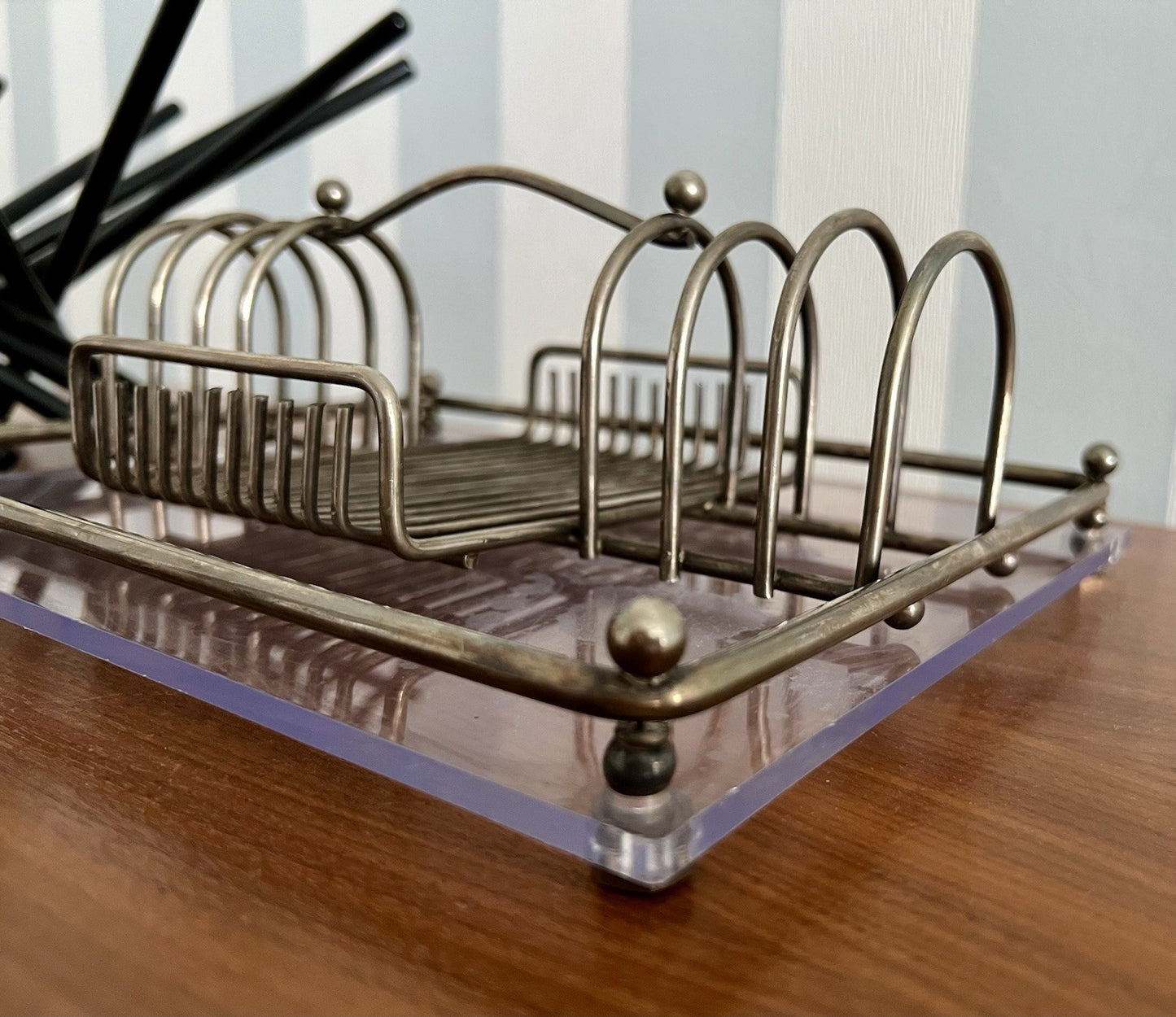 Vintage Mid Century 60er Esstisch Organizer Caddy Halter versilbert
