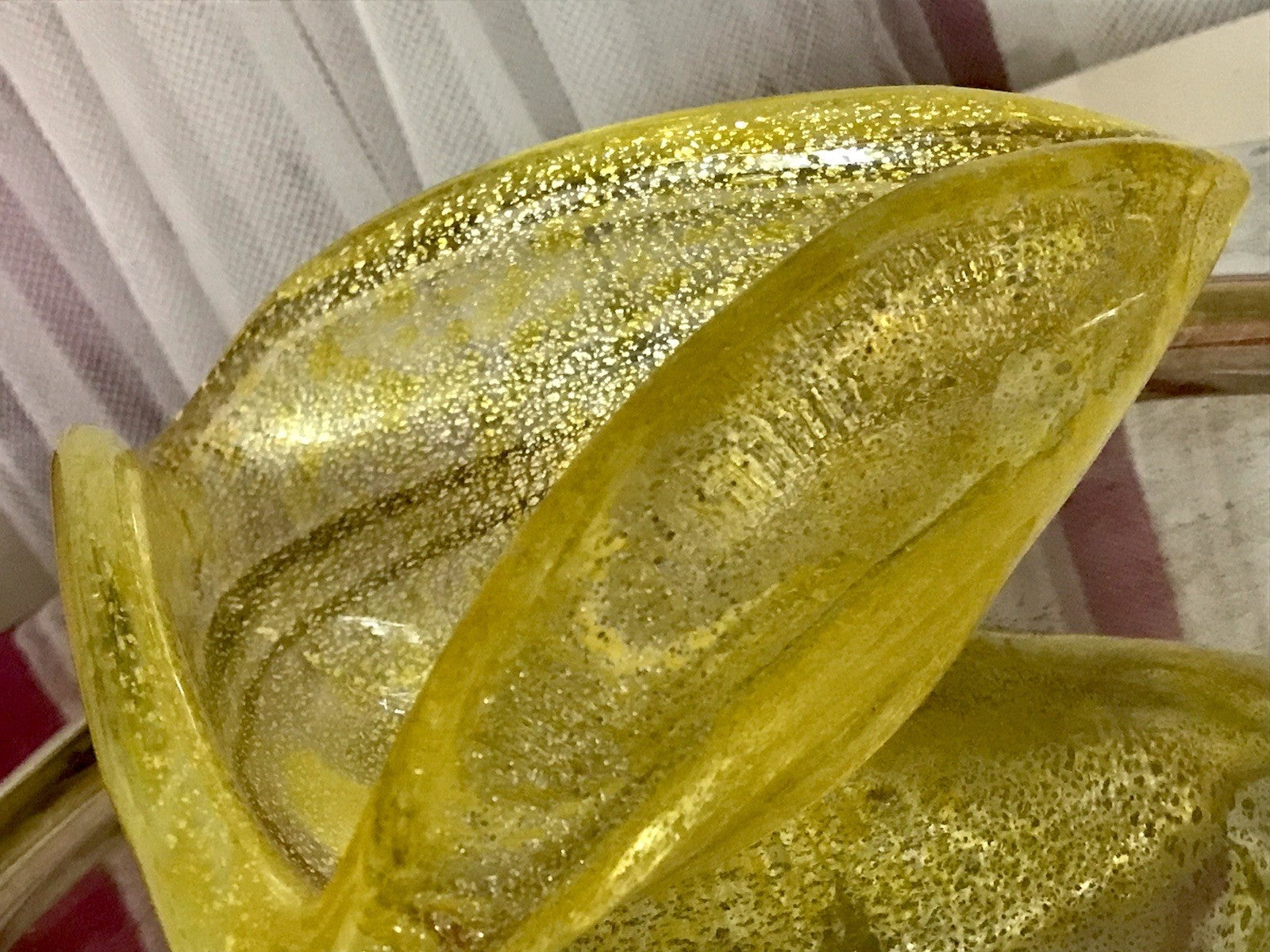 Murano 60er 70er Jahre Aschenbecher Schale Glas gelb So Schön! schillernd