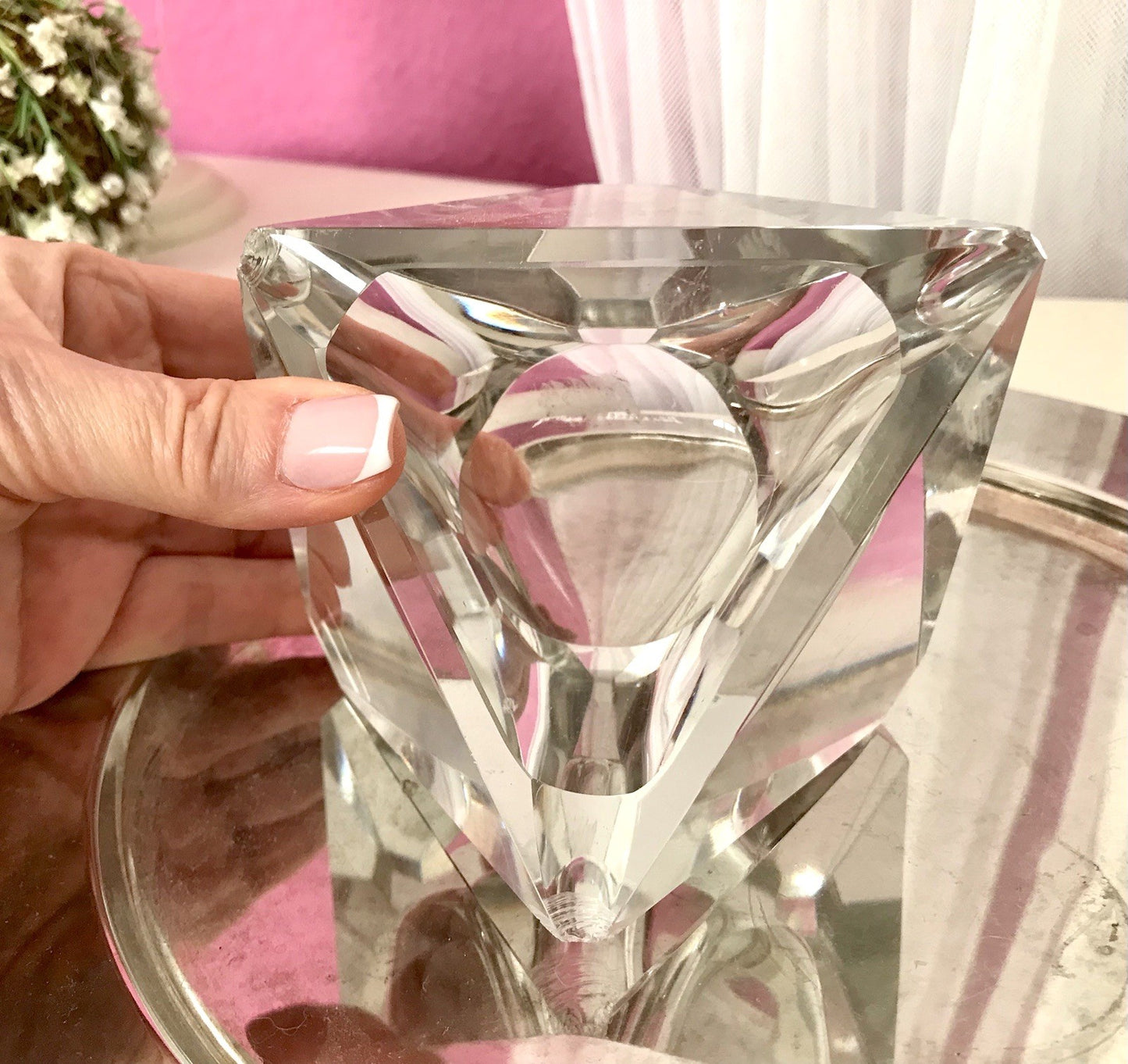 Art Déco Aschenbecher Designer  Ascher farblos Kristallglas EDEL Franz Burkert?