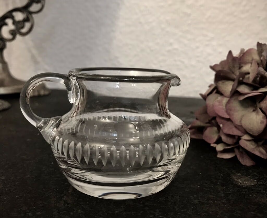 Alt Sahnegießer Kristallglas Bleikristall Glas