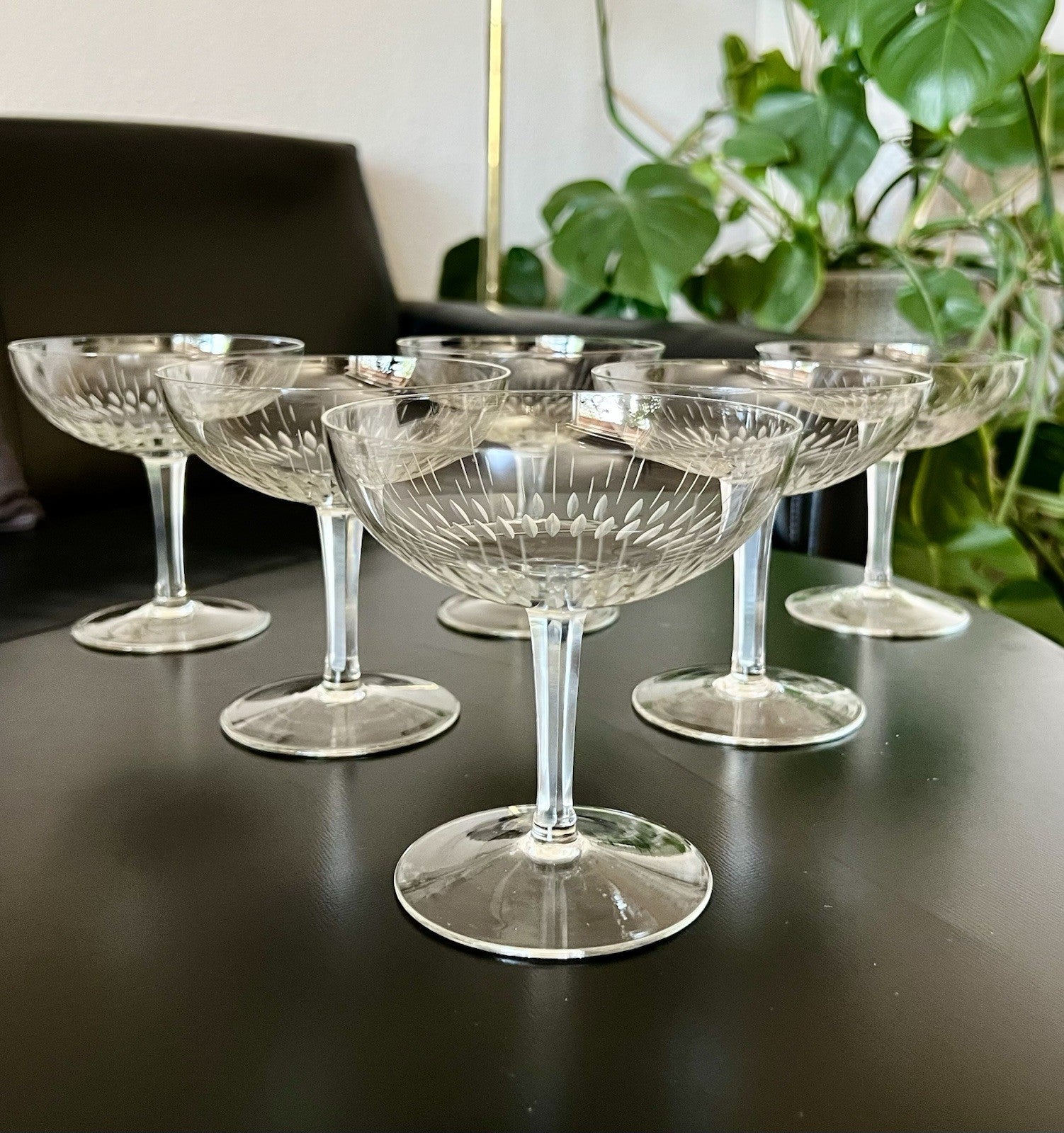 Vintage 60er  4 Champagnerschalen Sektschalen Kristallglas