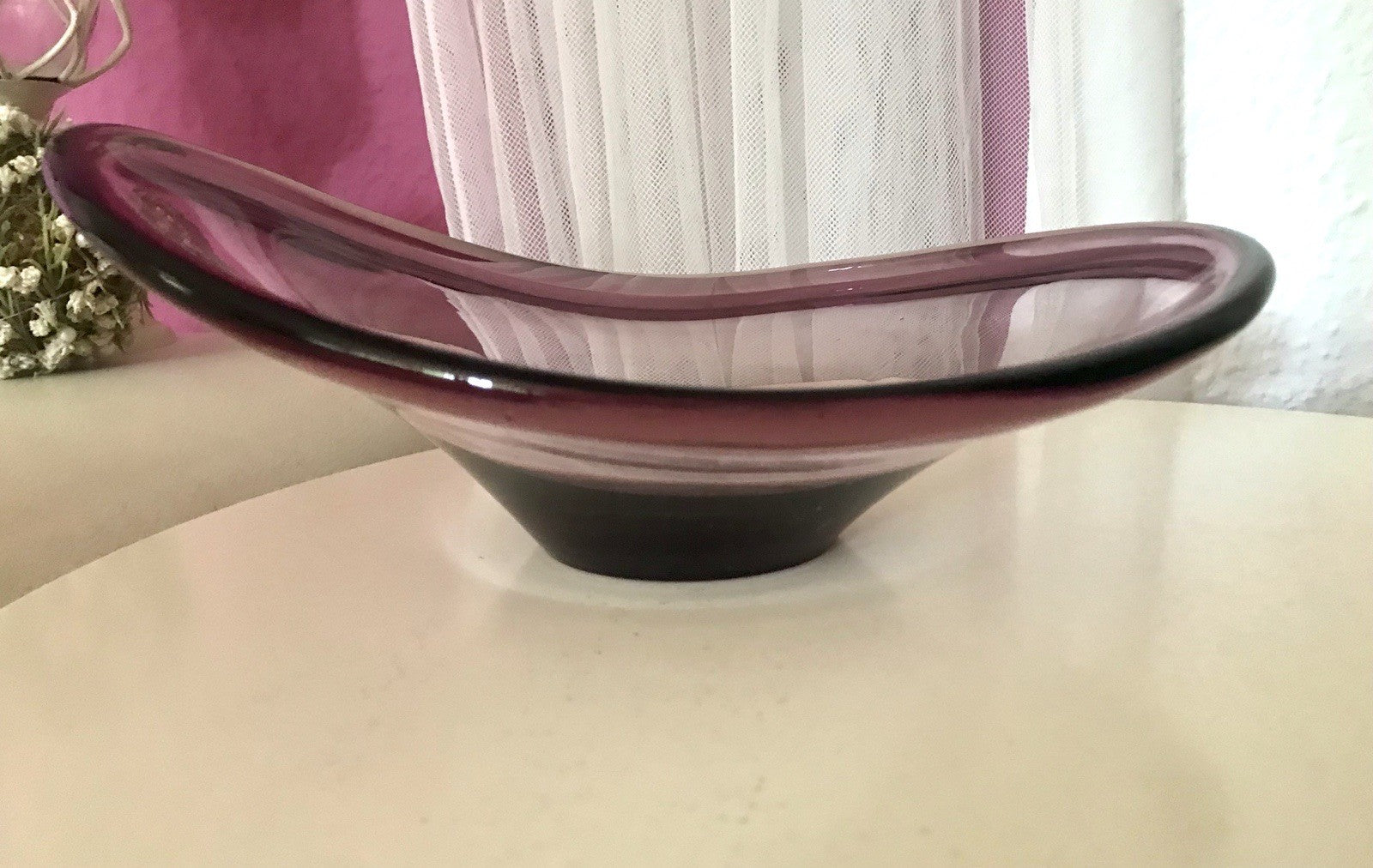 Murano Vintage Design Schale Glas beere aubergine Überfangglas