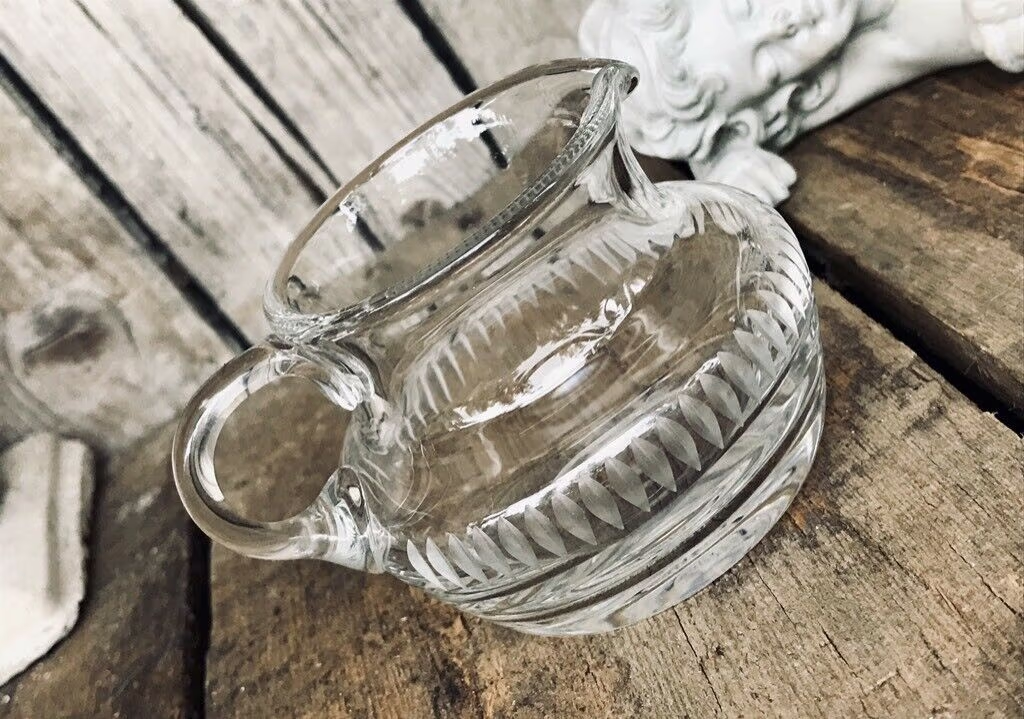 Alt Sahnegießer Kristallglas Bleikristall Glas