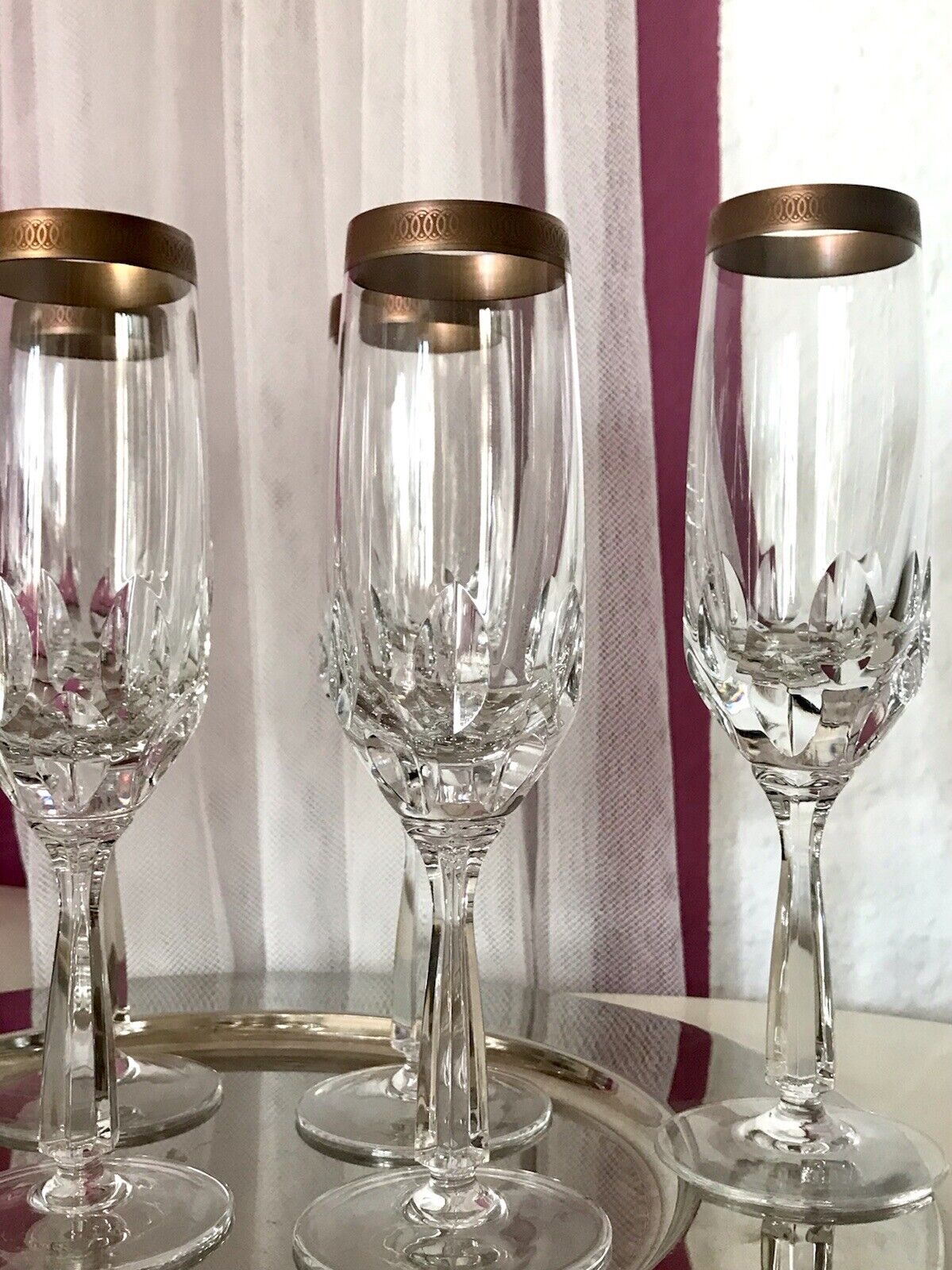 Vintage 6 EDEL Sektflöten Sektgläser Glas Kristallglas So Schön Mintonborte