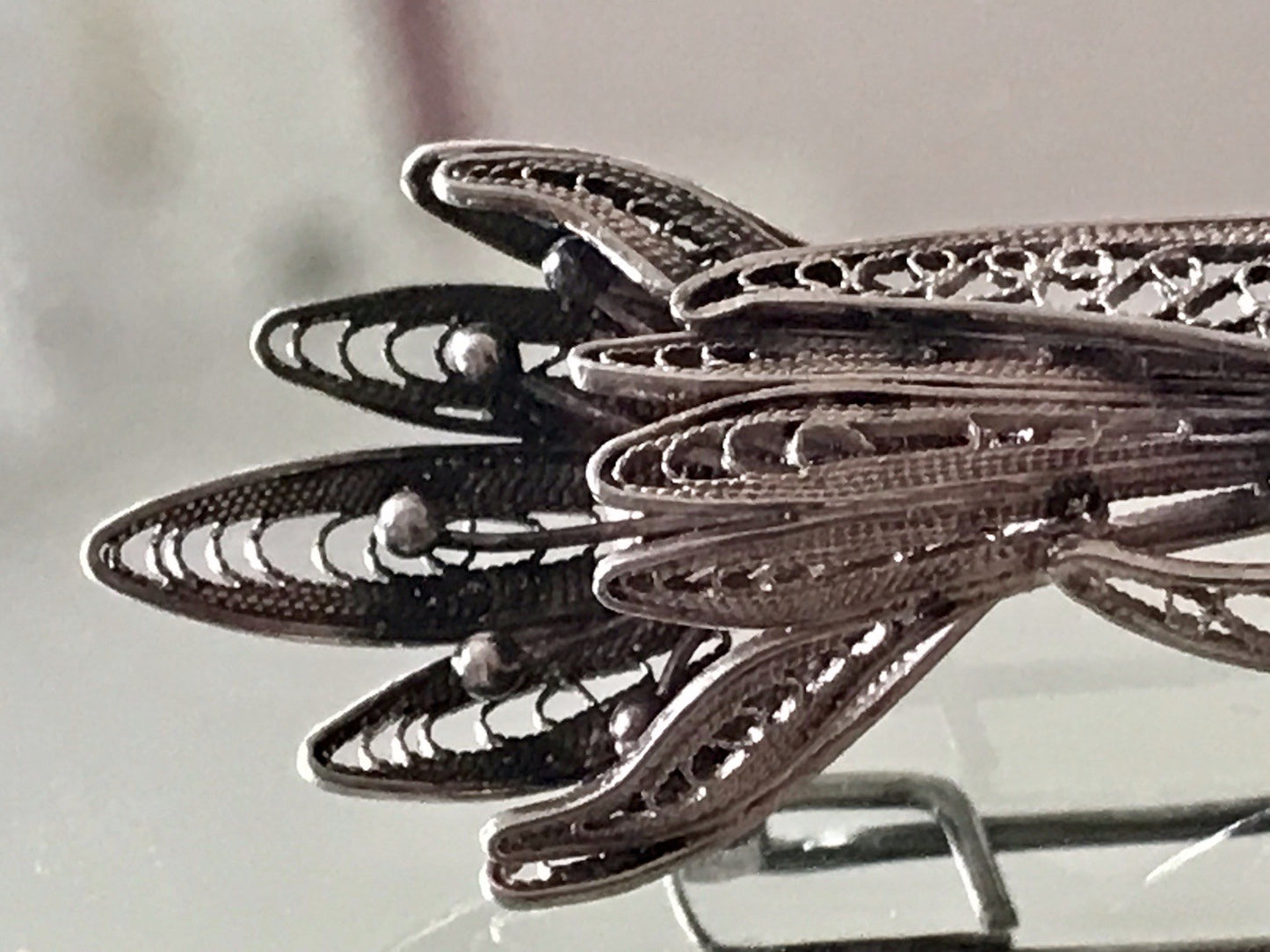 Antik filigran Blüte Blume 2in1 Anhänger Kettenanhänger Brosche Silber