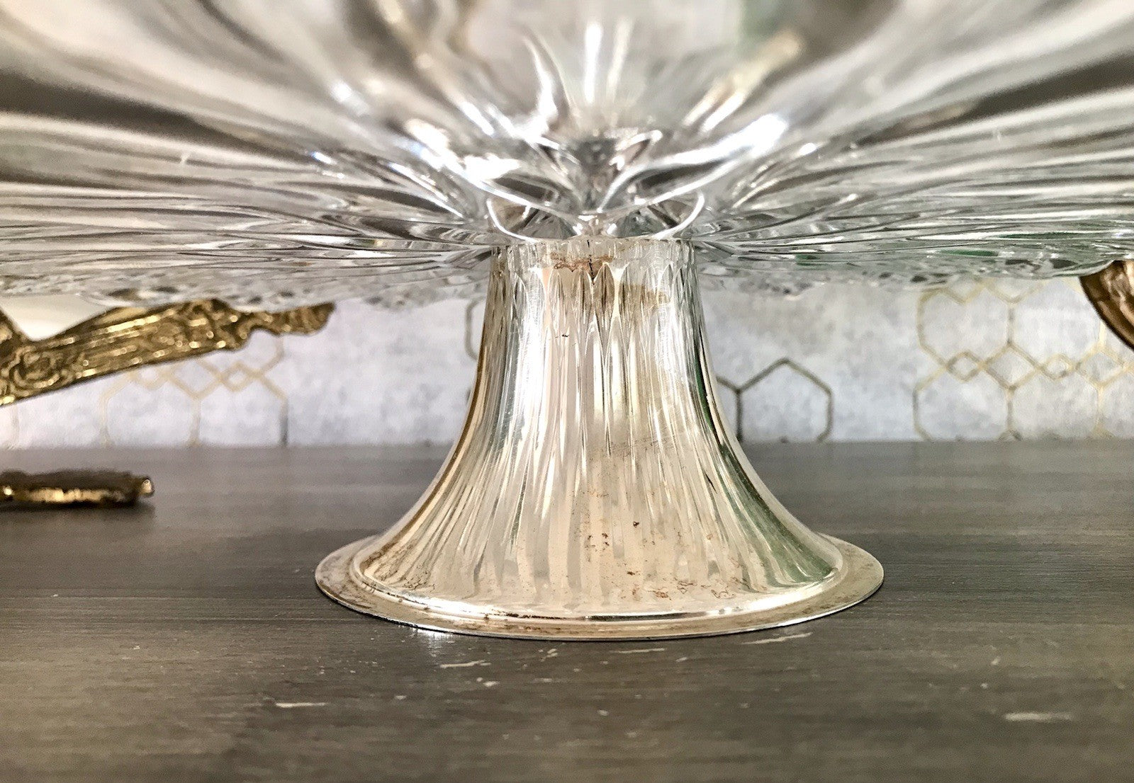 Vintage Tortenständer Tortenplatte Glas Kristallglas Bleikristall