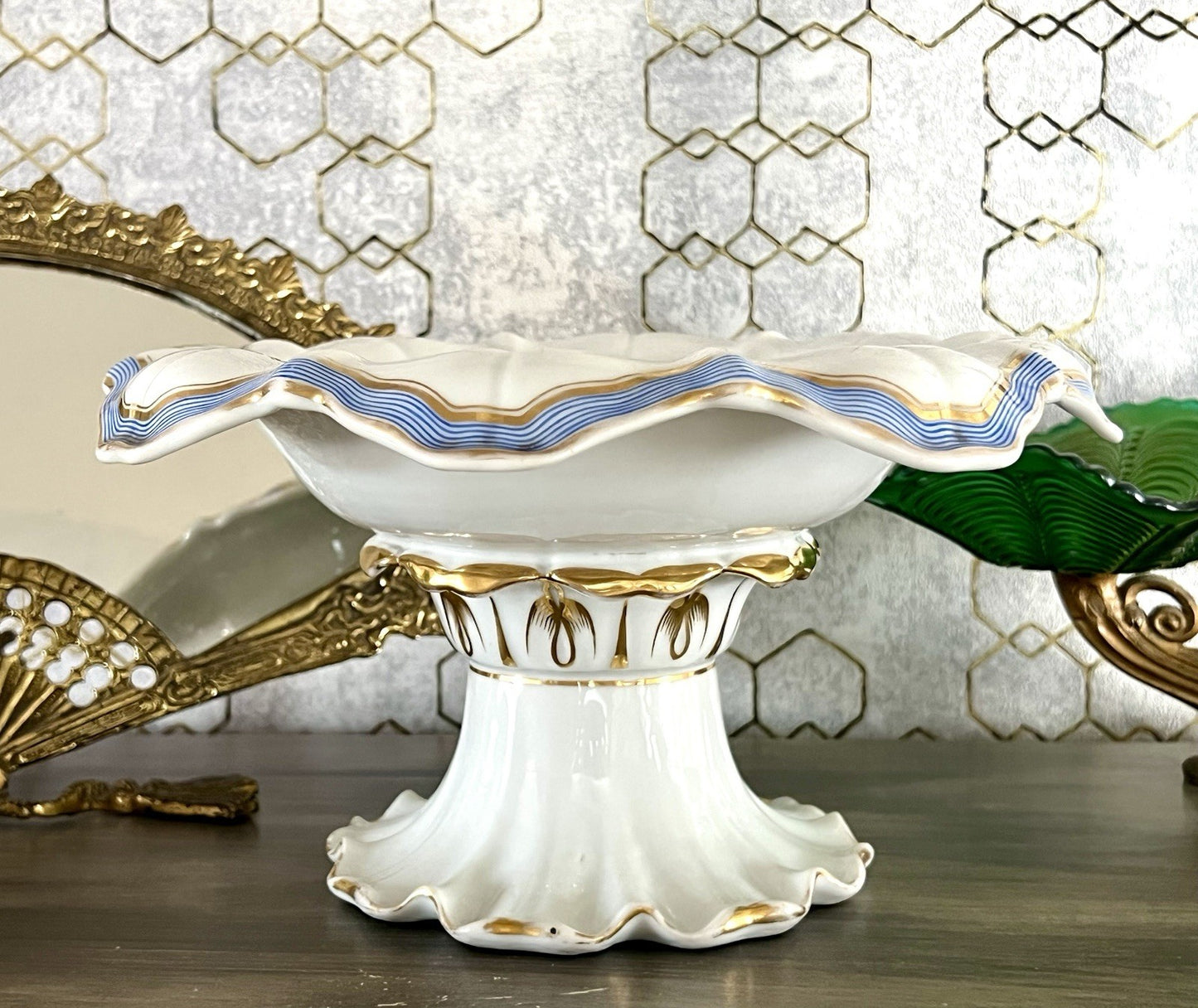 Antik Biedermeier Porzellan Fußschale Schale  ca. 1830 Pressmarke N So SCHÖN!!