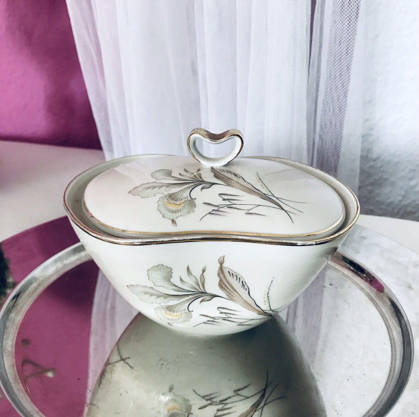 MCM Vintage 50er 60er Porzellan Dose Deckeldose Bonboniere Elfenbein Seltmann