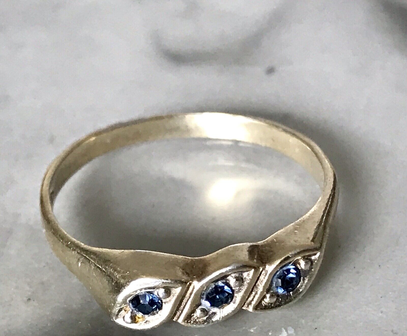 Antik ? alt DAMEN RING Silber 925 Gr. 59 18,8 blaue Steine Saphire? vergoldet