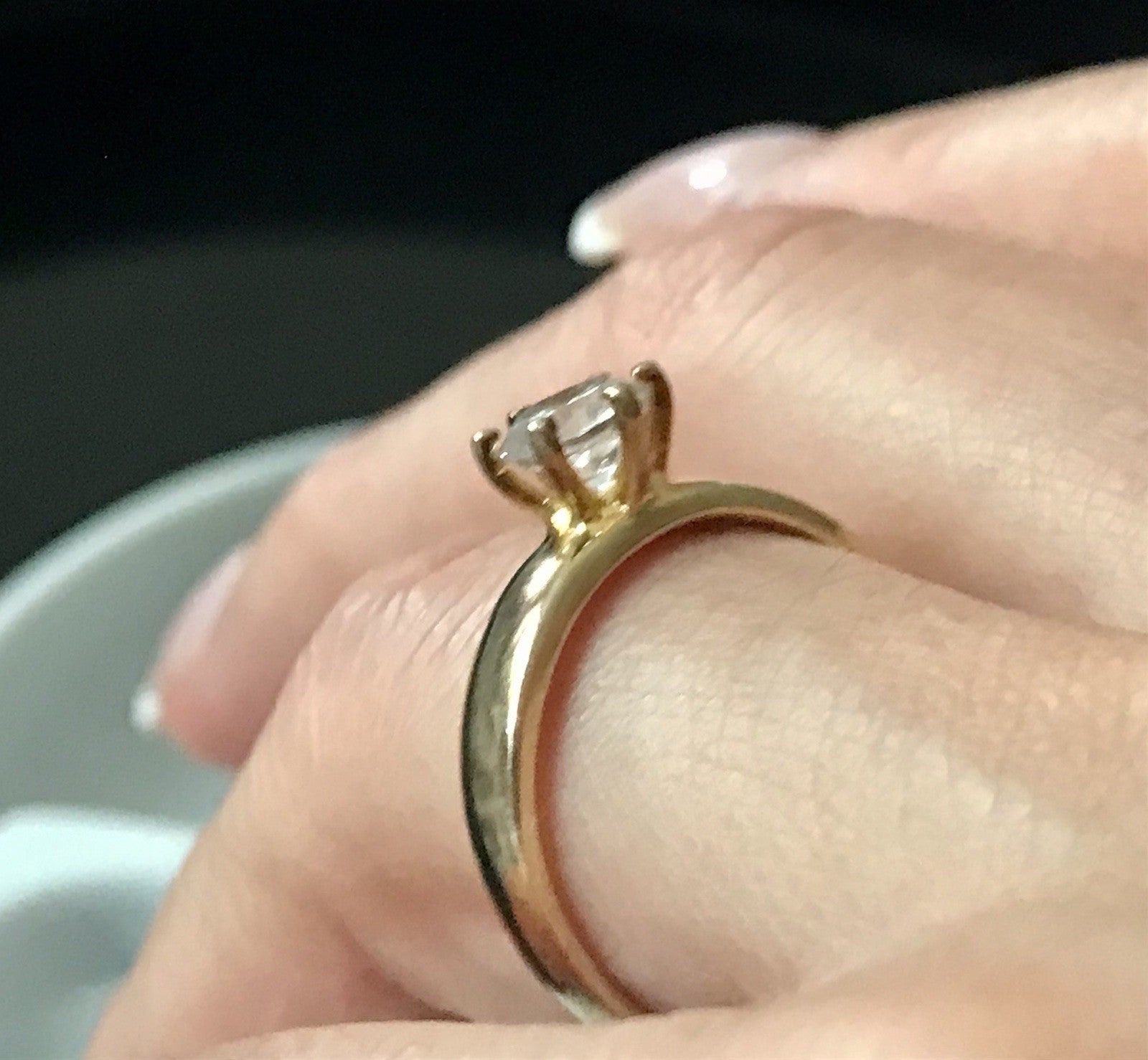 Vintage alt Damen Ring Silber 925 Gr.60 farbloser Stein Solitär 19,1 vergoldet