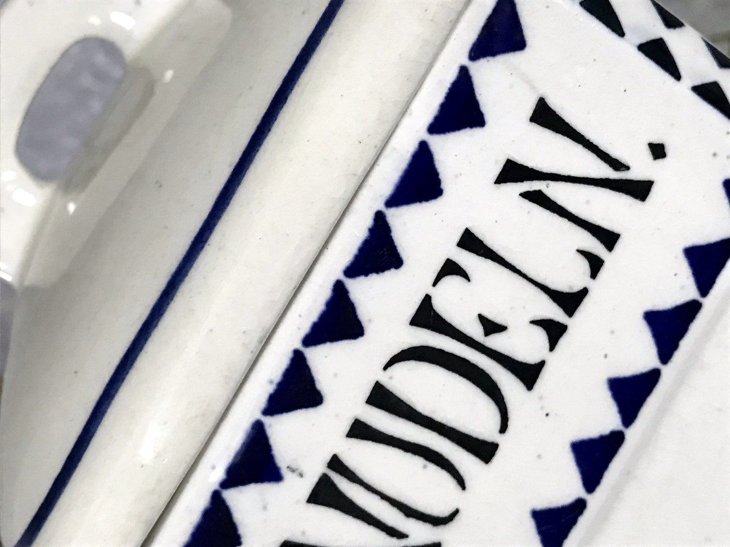 Antik Jugendstil Vorratsgefäß Nudeln Gefäß Vorratsdose weiß Porzellan creme blau