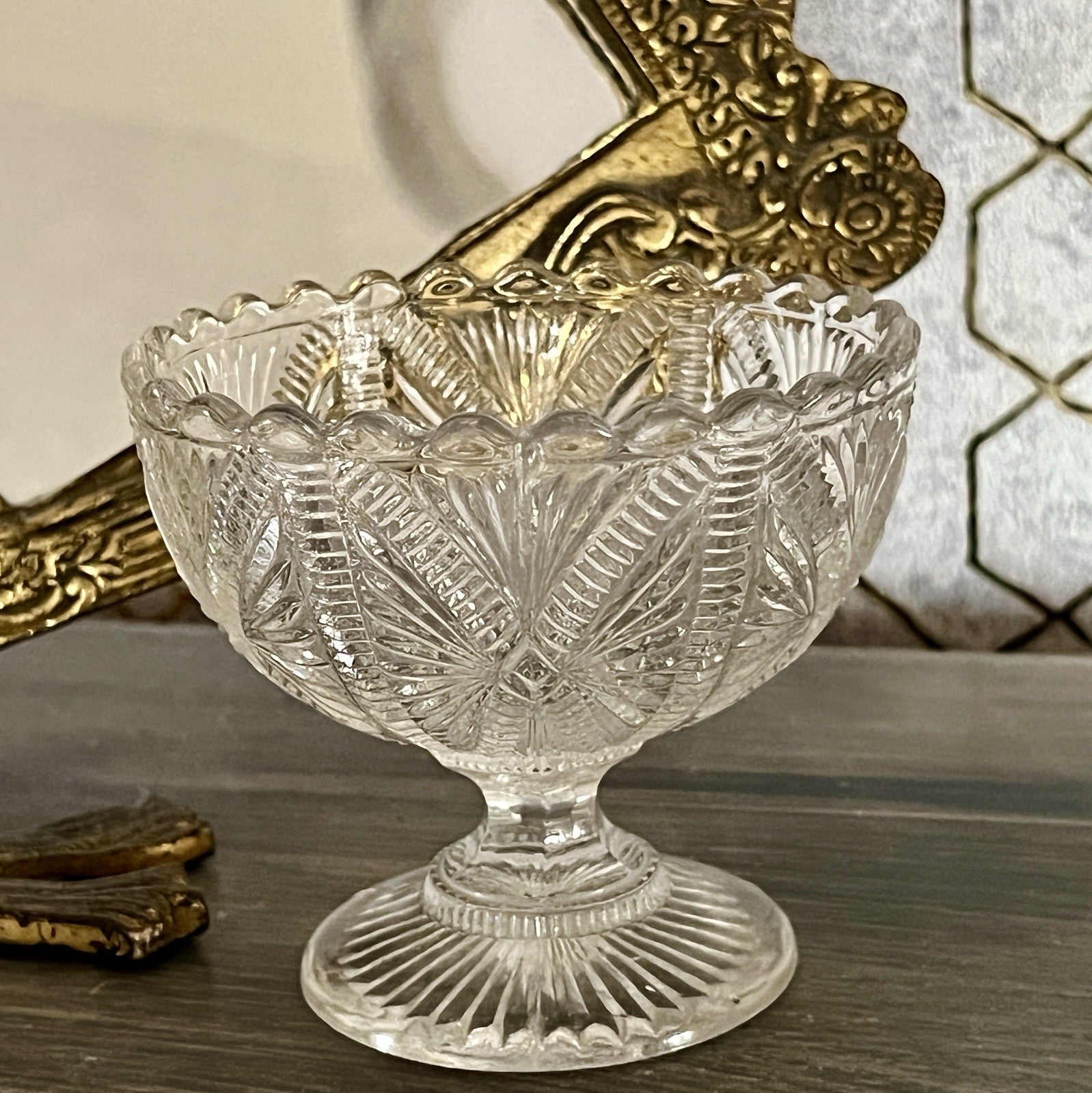 Antik Jugendstil  Pressglas Glas Fußschale Schale Zuckerschale Villeroy&Boch