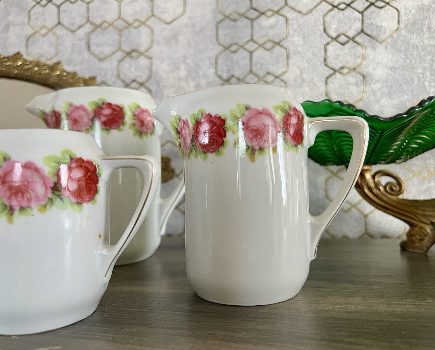 Antik 4x Jugendstil Art Dèco Porzellan Kanne Krug Rosen Hermann Unger Zwickau