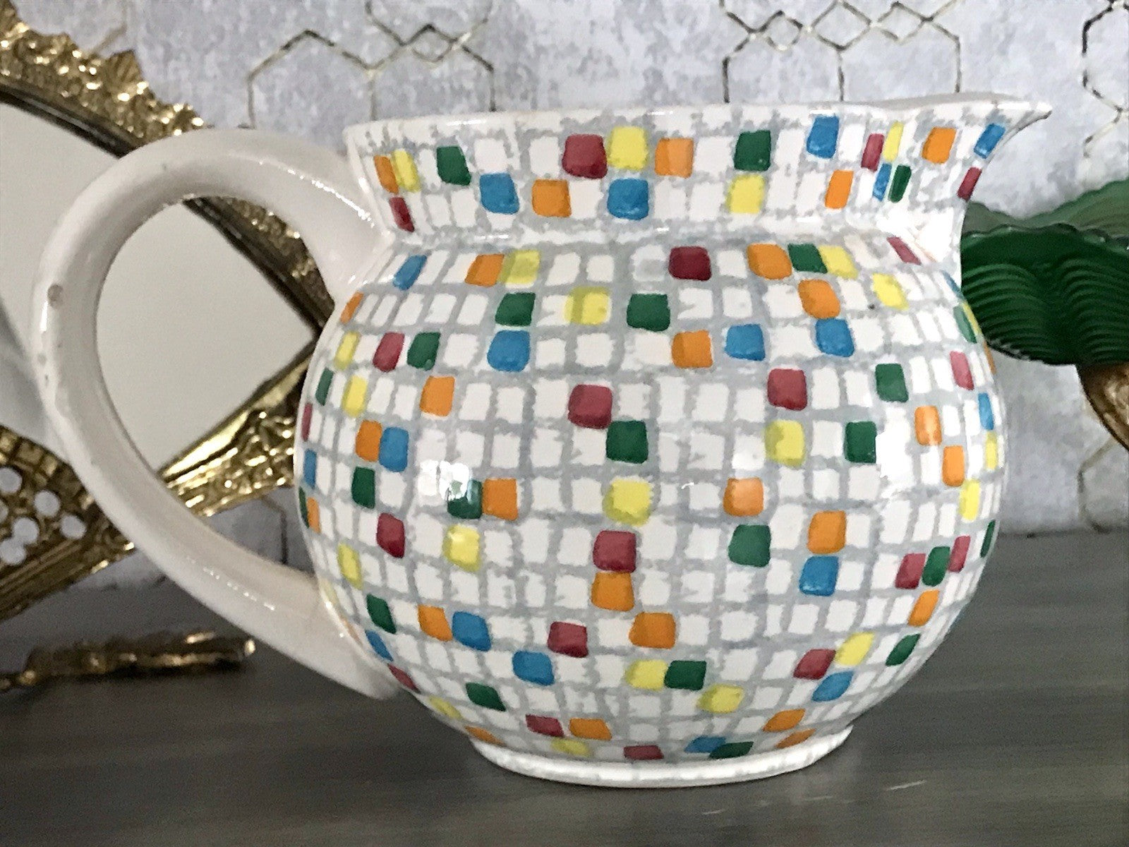 Antik alt Keramik Kanne Krug Schramberg? Dekor Coktail