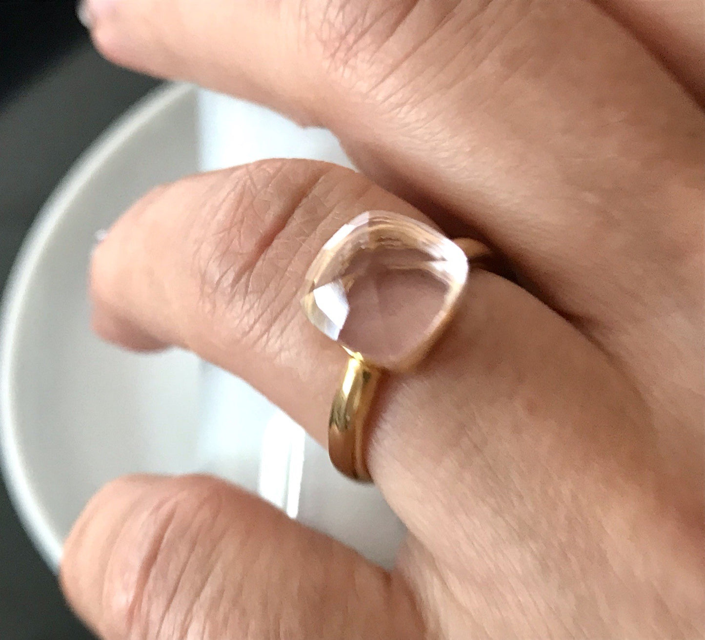 Vintage alt Damen Ring rosa Stein Silber 925 Gr.54 Rubbelit? vergoldet