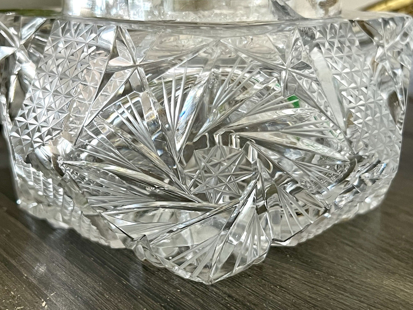 Antik Vintage Art Deco EDEL Glasdose Deckeldose Schatulle Kristallglas Schliff