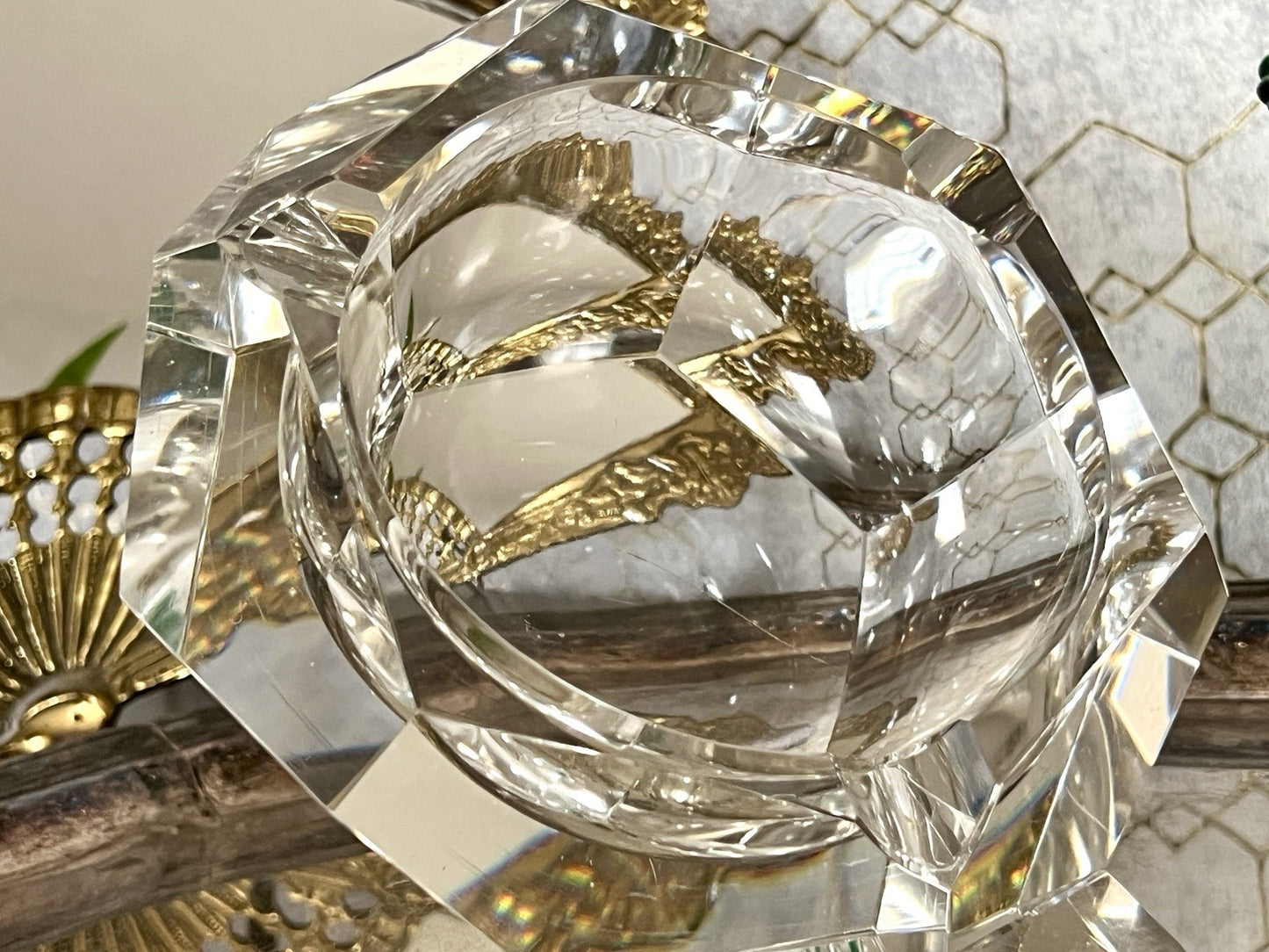 Art Déco Aschenbecher Designer  Ascher farblos Kristallglas EDEL Franz Burkert?