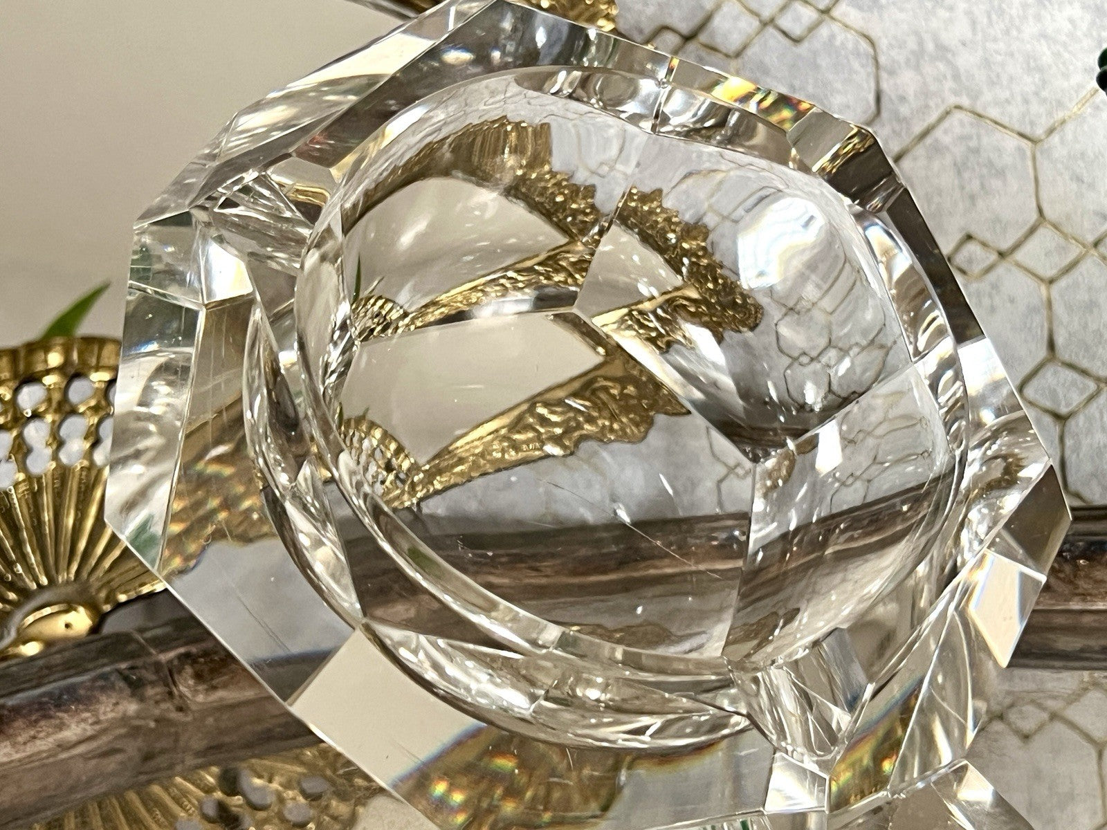 Art Déco Aschenbecher Designer  Ascher farblos Kristallglas EDEL Franz Burkert?