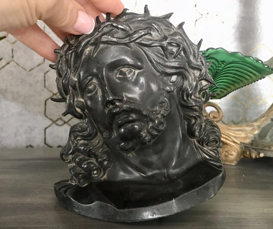 Antik Zinn? Relief Jesus Büste Dornkrone Figur Guss?  schön