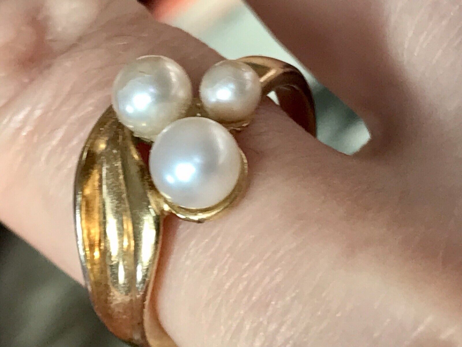 Majorica Edel DAMEN RING Perlen Gr.56 57 vergoldet 925 Silber