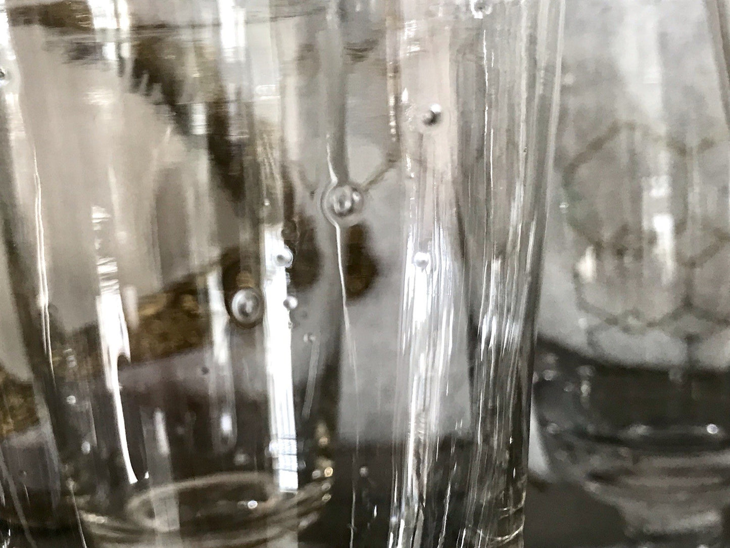 Antik 6 Fußbecher Becher Weinglas Pokalglas Glas ~ 1900 Eichstrich mundgeblasen