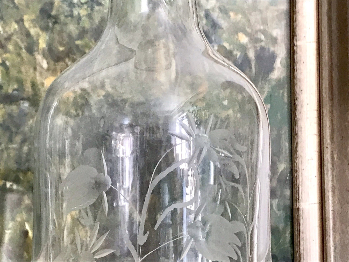 Vintage groß Glaskaraffe Karaffe Zier- Schliff Glas Bleikristall? Kristallglas