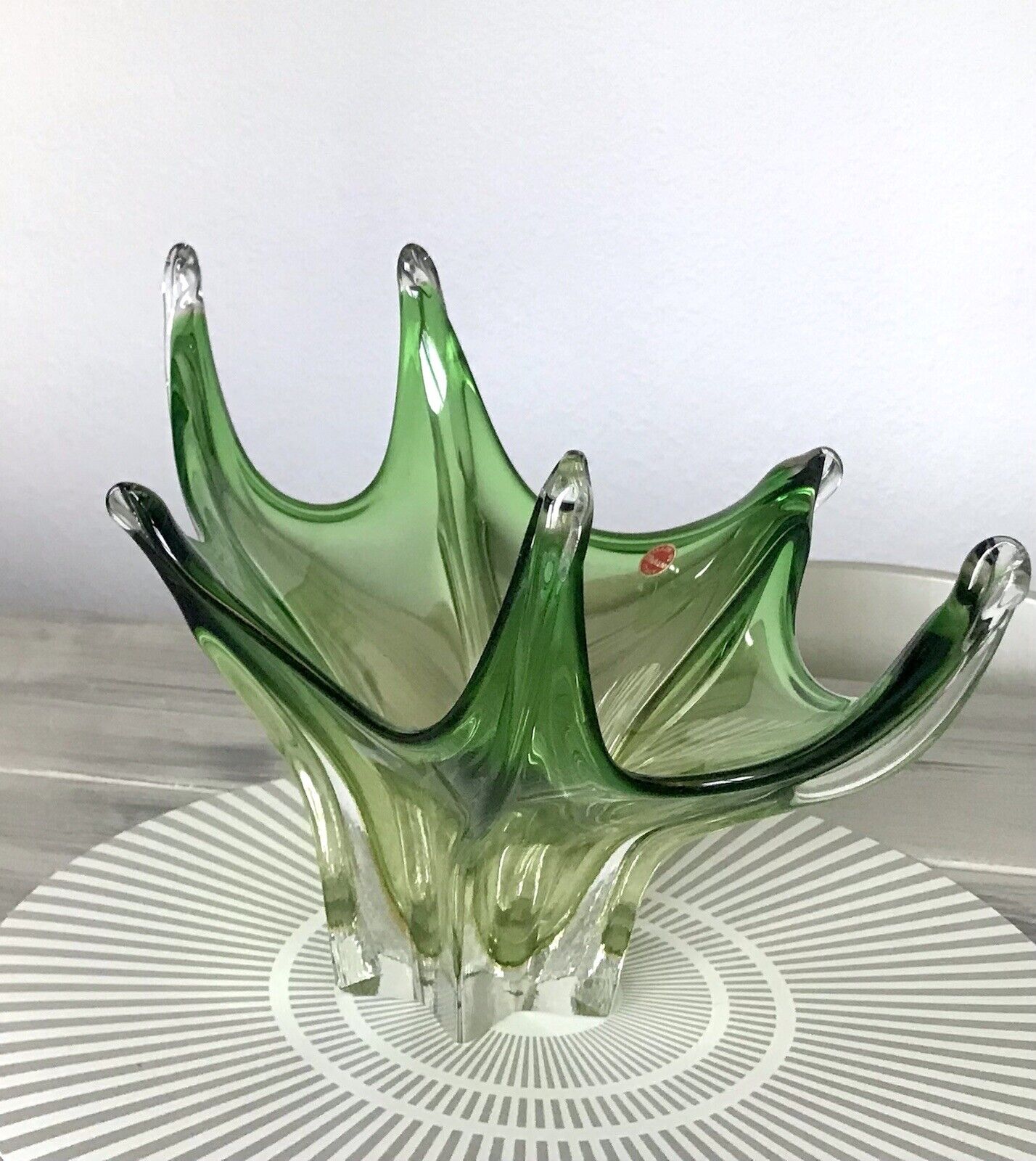 Vintage 60er Somerso Murano Schale Glas grün Überfangglas Erscheinung GROß