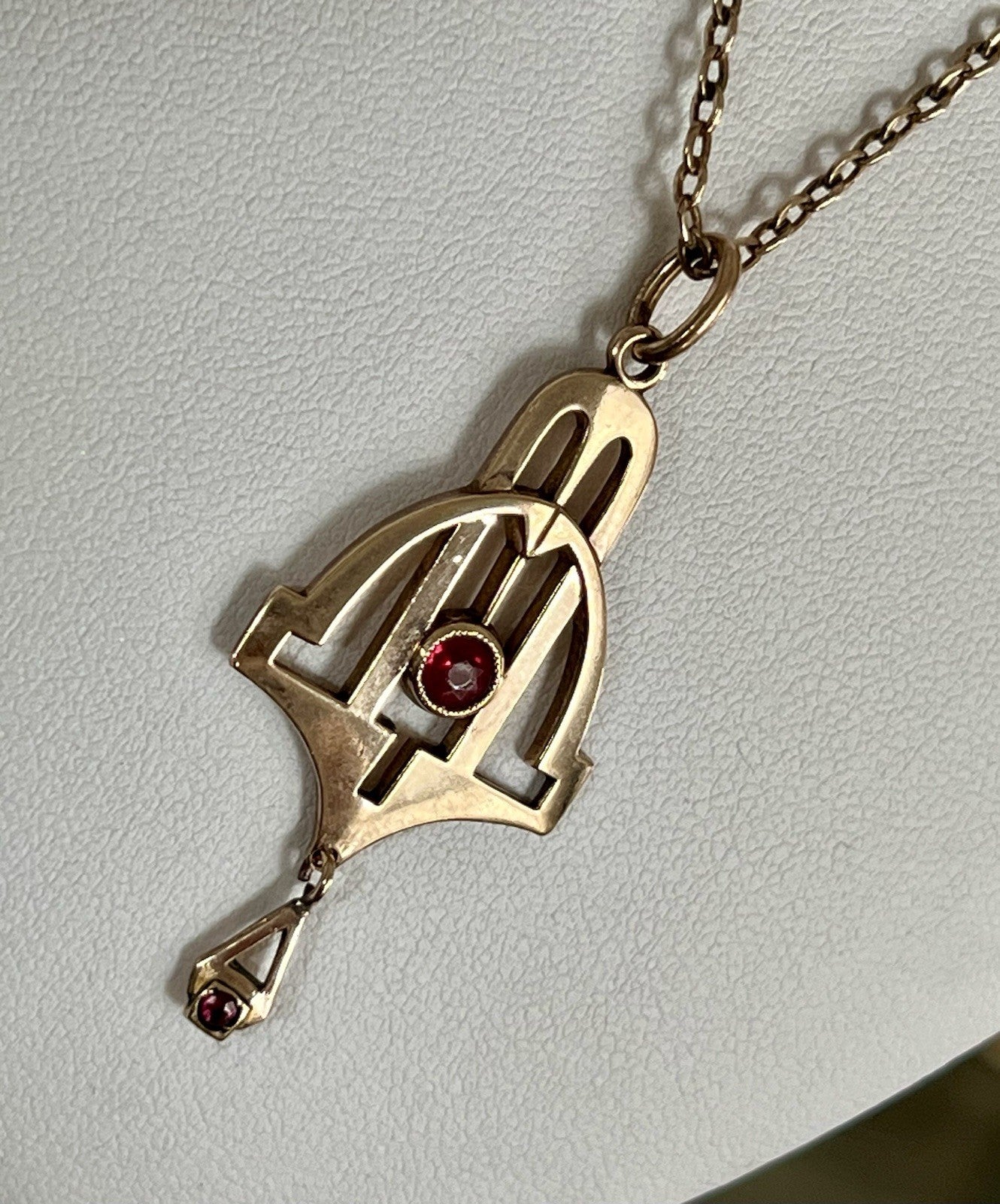 Antik Edel reines Jugendstil Halskette & Anhänger vergoldet Tombak? Amerik.?