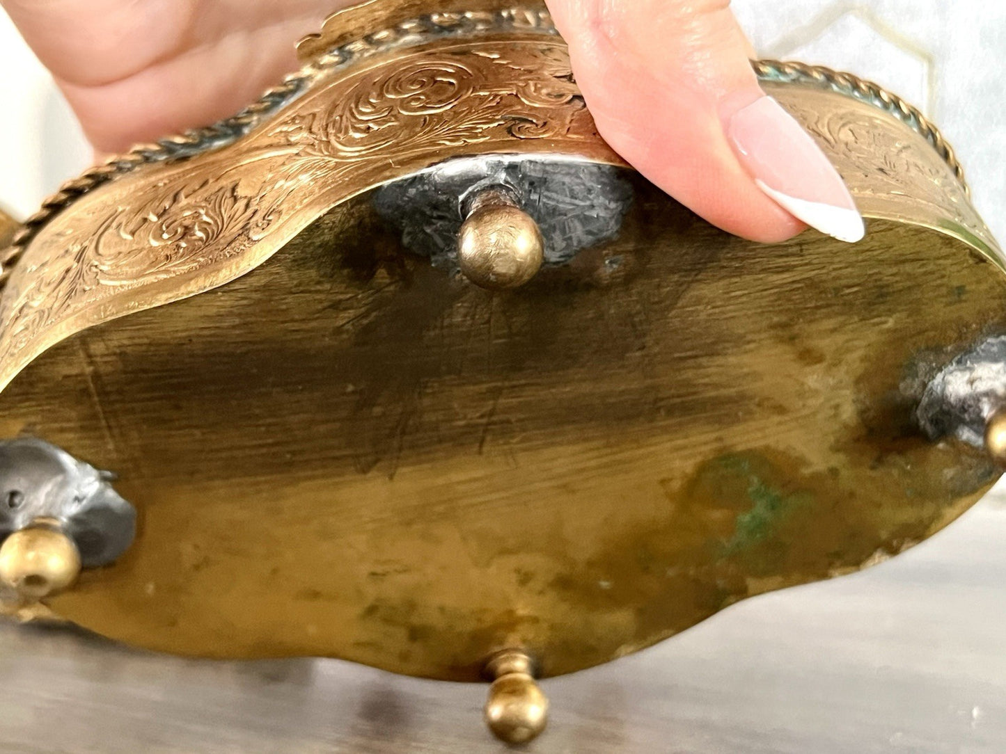 Antik französische vergoldete? Messing Schatulle Dose wunderschön!