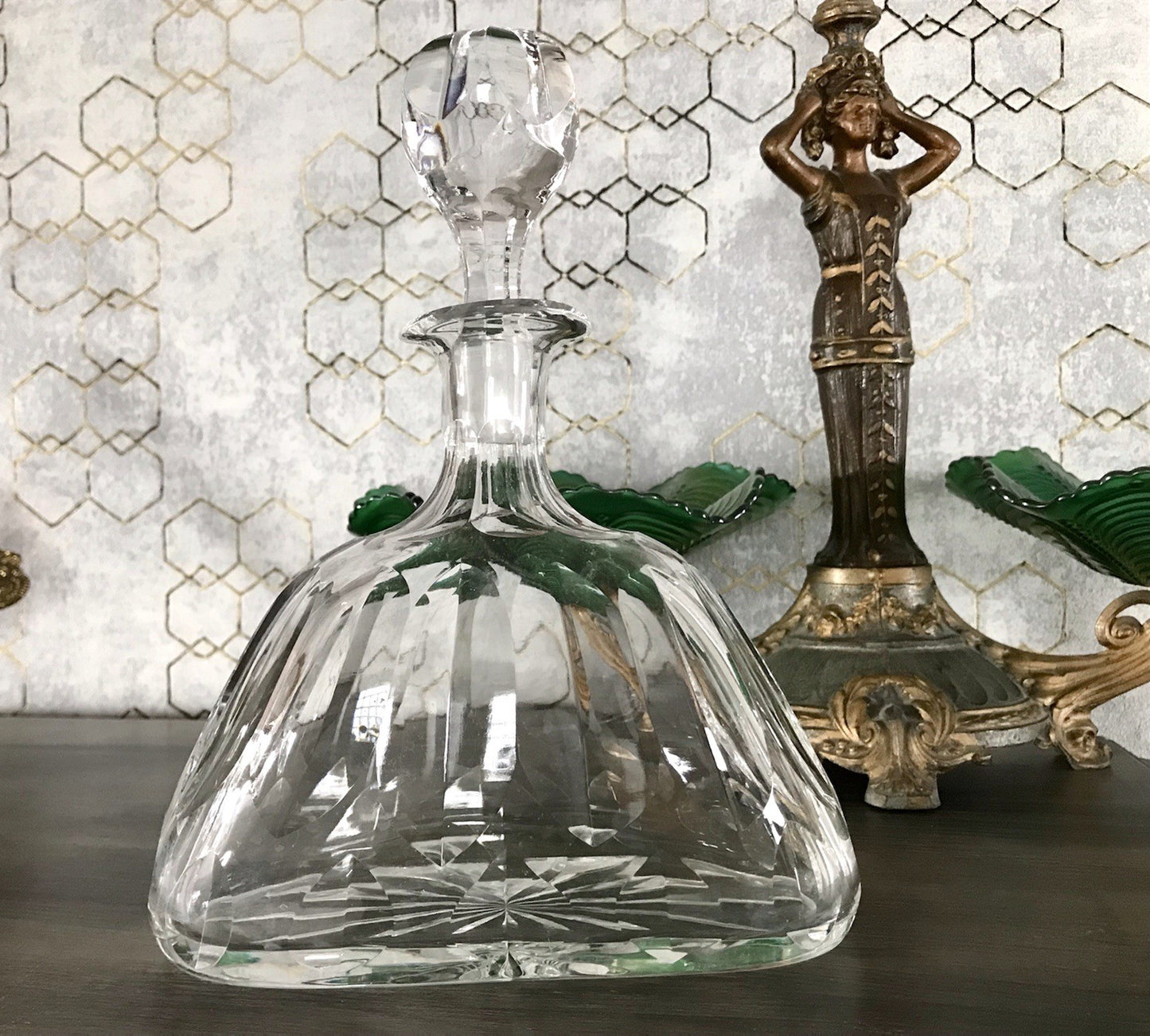 Antik ? Art Déco Kristallglas Bleikristall Design Karaffe EDEL ovoid