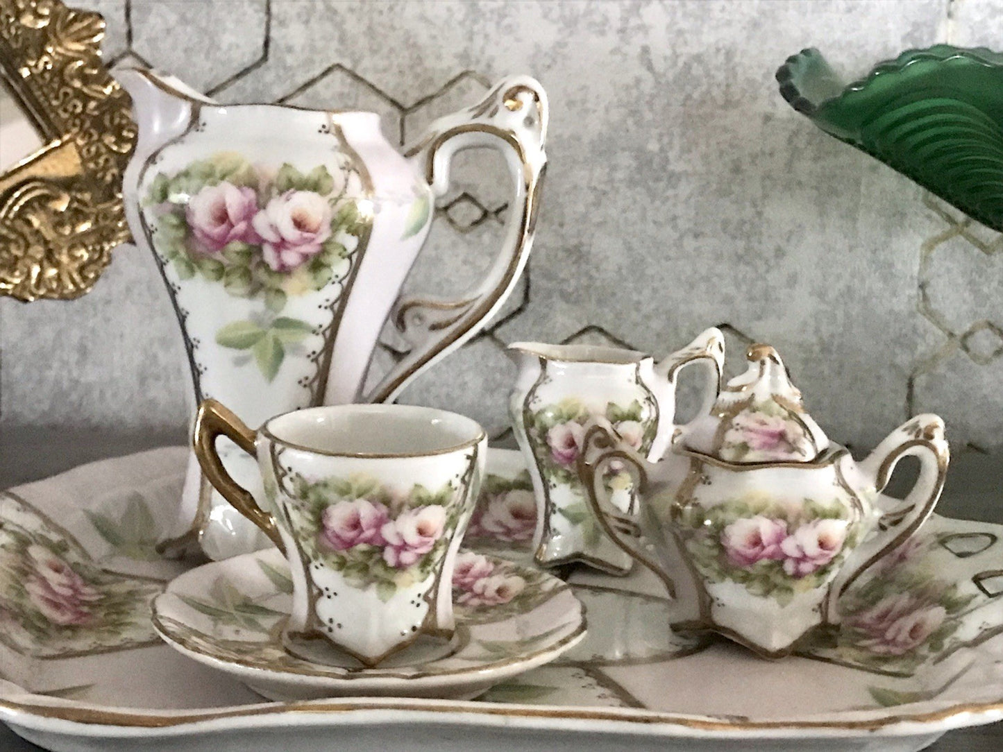 Replik Puppenservice Porzellan Kaffeeservice Geschirr Miniatur MO Othengrafen