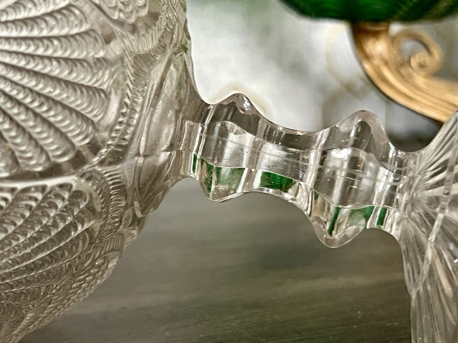 Antik Jugendstil Pressglas Glas Fußschale Schale Zuckerschale