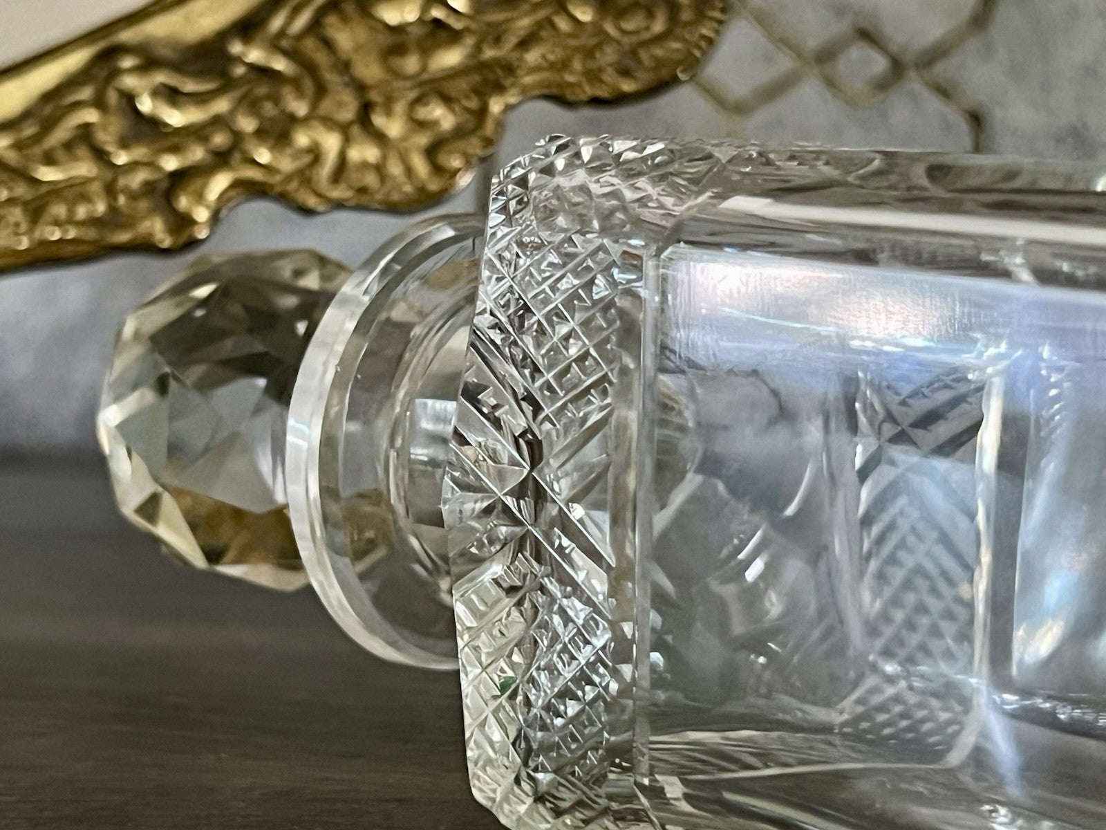 Antik Baccarat 1x Flakon Parfüm kleine Glaskaraffe Schnitt Bleikristall