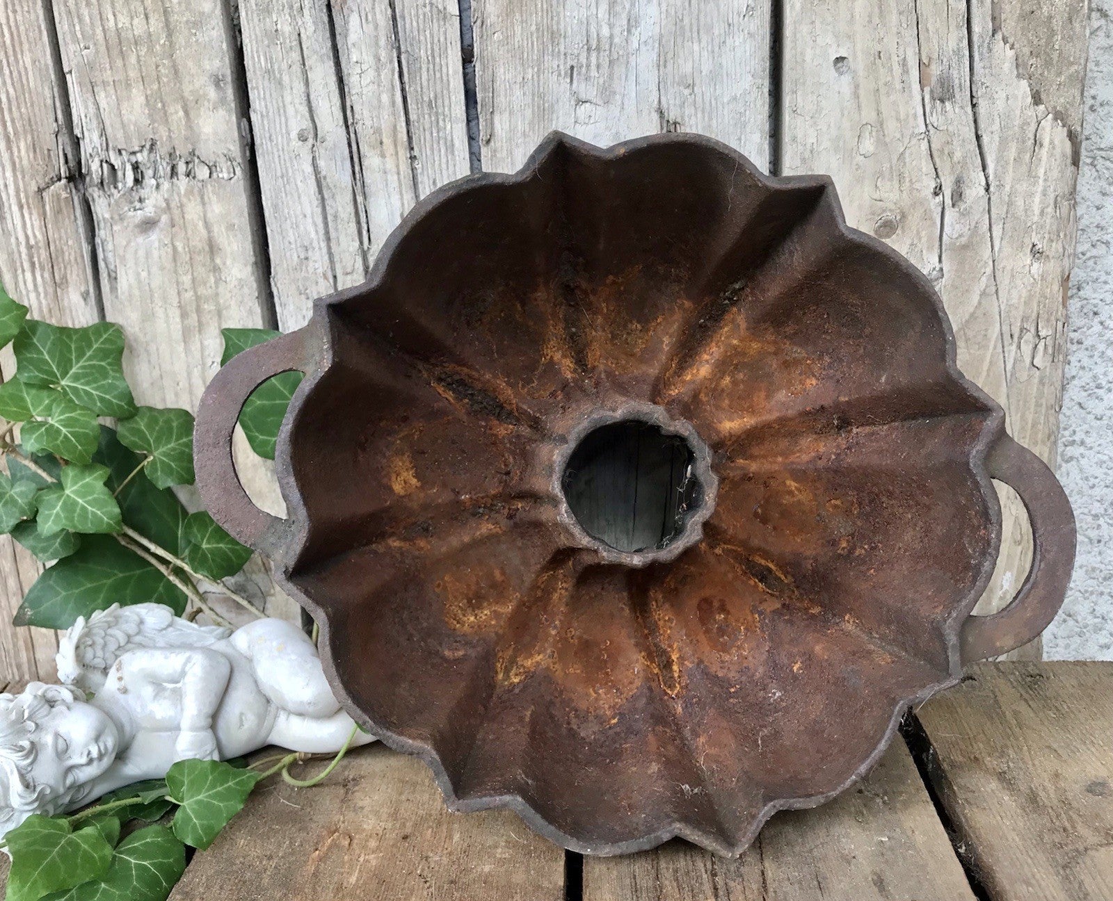Antik Eisenguss Guglhupf Form Kuchen Backform Gusseisen