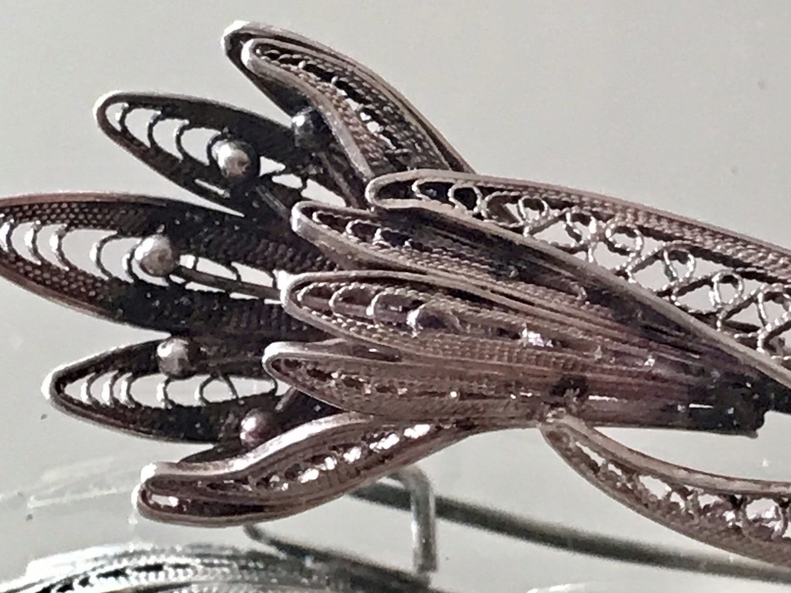 Antik filigran Blüte Blume 2in1 Anhänger Kettenanhänger Brosche Silber