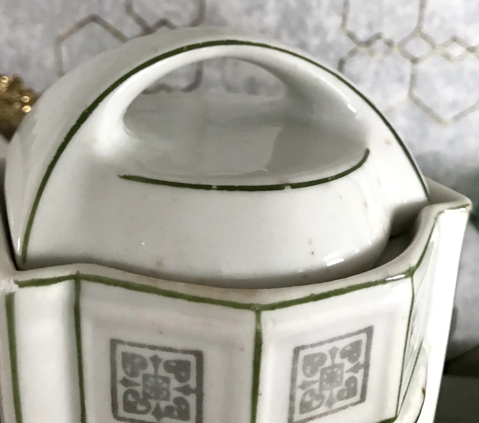 Antik Porzellan Dose Vorratsgefäß Vorratsdose Gries Rosen Jugendstil Art Déco