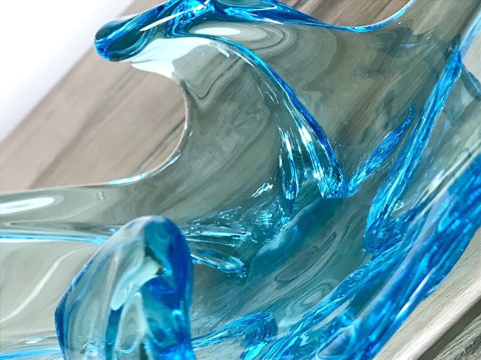 Murano 60er 70er Jahre Schale Glas Schön zipfelig türkis blau