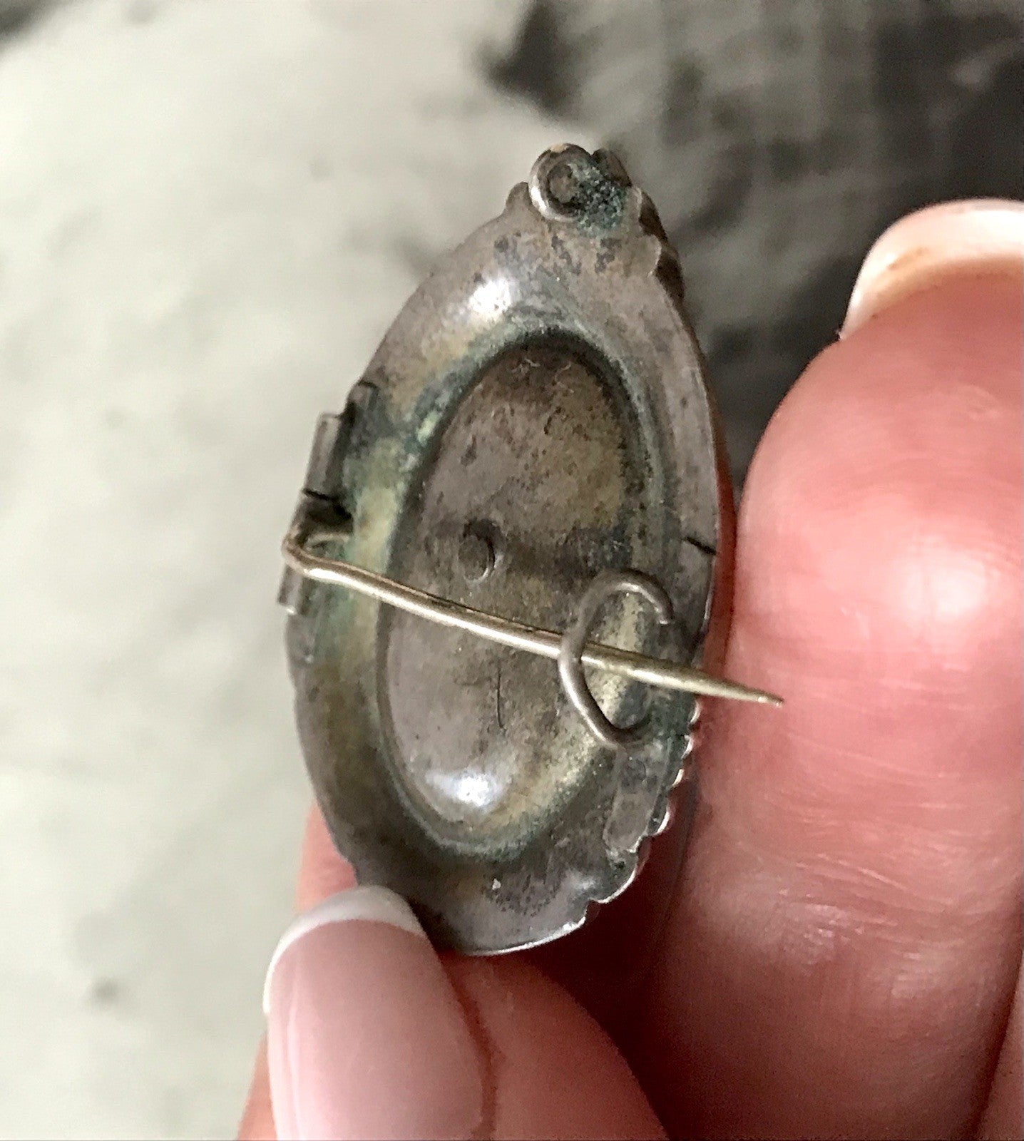 Antik Brosche Walzgold auf Silber gold Anhänger? Schaumgold Doublè Onyx