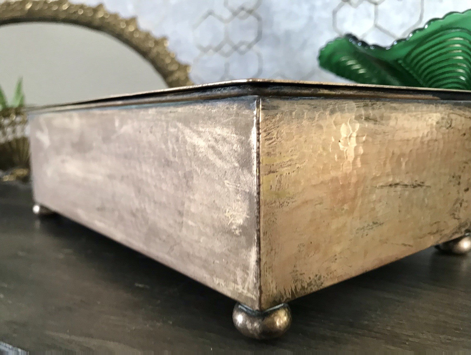 Antik WMF Jugendstil Messing Schatulle Zigarrendose Dose wunderschön Kegelklub