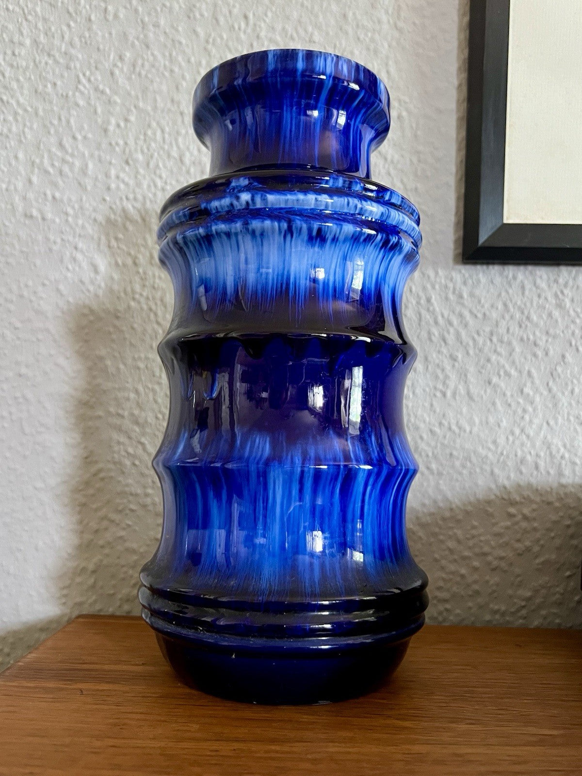 Vintage 60’s Vase Mid Century Keramik Scheurich Pagode 226 Fat Lava kobaltblau