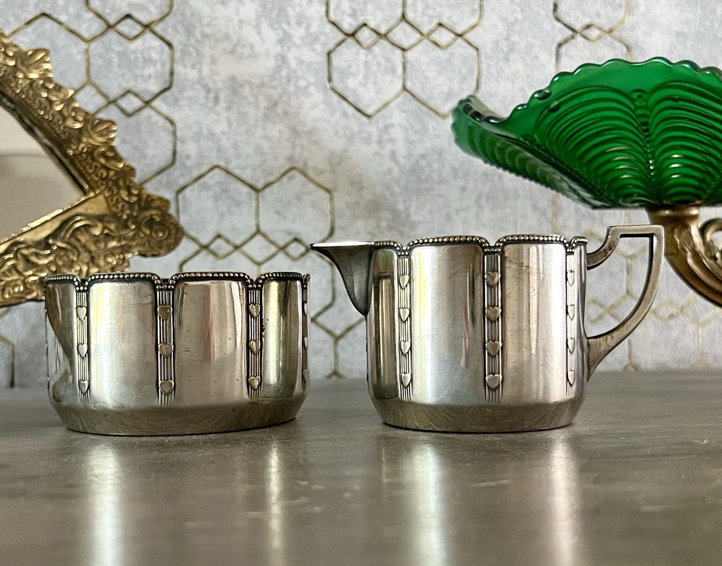 Antik WMF Jugendstil Kaffee Kernstück: Zuckerdose Rahmgießer